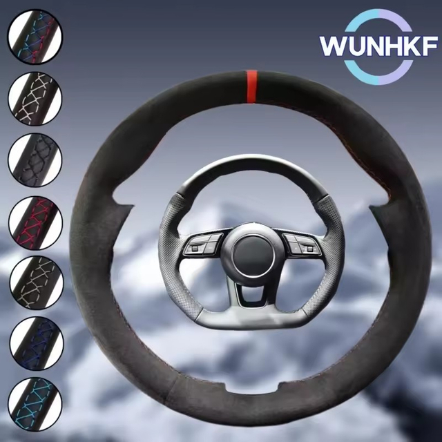 Custom Car Steering Wheel Braid Cover Soft 100% Fit For Audi A4l A6l A3 A5 Q5l Q3 Q7 A8 TT Q2l Car Products Steering Wrap
