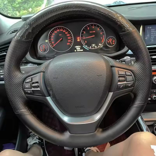Custom Steering Wheel Cover Carbon Fiber Genuine Leather 100% Fit For BMW X3 F25 2010-2017 X4 F26 2014 Auto Interior Accessories