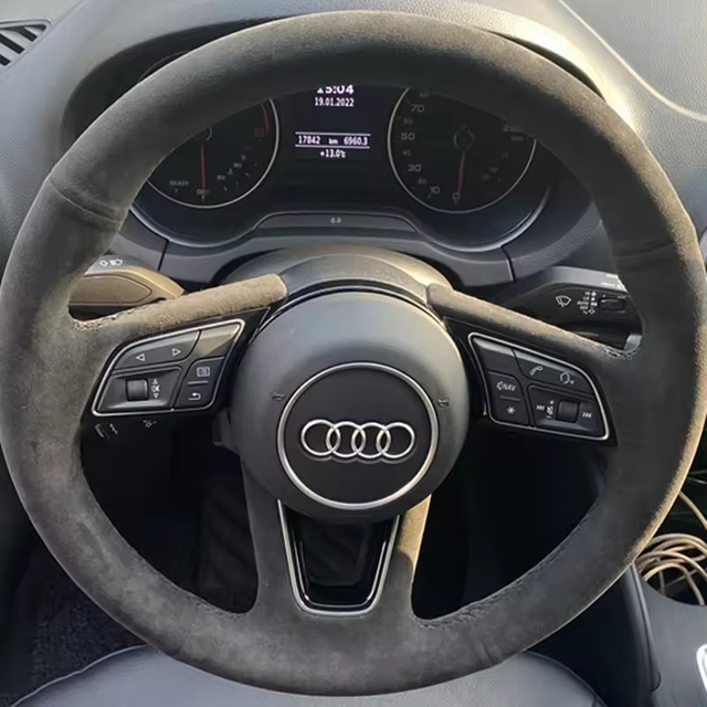 Custom Car Steering Wheel Braid Cover Suede 100% Fit For Audi A3 (8V) A4 (B9) Avant A5 (F5) A1 (8X) Sportback Q2 Car Accessories