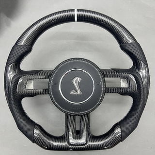 Ford Custom Real Carbon Fiber Mustang Steering Wheel Perforated Nappa Leather Ford Model Steering Wheel