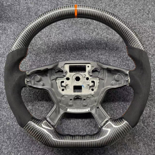 Customized Flat Bottomed Carbon Fiber Alcantara Steering Wheel for Ford Focus