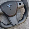 Matte Carbon Tesla Plaid Steering Wheel M-Tri Color Stitching T100% Fitment Guarantee Tesla