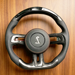 Ford Custom Real Carbon Fiber Mustang Steering Wheel Ford bronco Custom Carbon Fiber Steering Wheel with LED Shift Lights