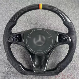 Gloss Carbon Mercedes E63 AMG Racing Steering Wheel 12 O'Clock Ring Mercedes W204 W205 W206 Steering Wheel