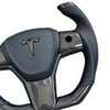  Tesla Custom Real Carbon Fiber Spliced Nappa Genuine Leather YOKE Steering Wheel for Model 3 Y Ergonomic Customization