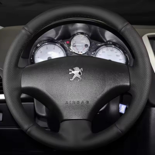 Custom Car Steering Wheel Braid Cover Breathable Genuine Leather 100% Fit For Peugeot 206 2002-2006 Auto Interior Accessories
