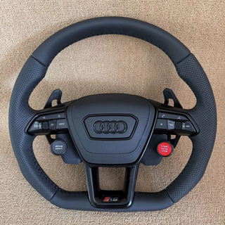 Contrast Stitching Genuine Leather Audi S4 S6 Steering Wheel Perforated Nappa Leather Audi A7 A8 Model Steering Wheel