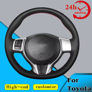 Custom Car Steering Wheel Braid Cover Soft 100% Fit For Toyota Yaris Verso S Vitz Ractis Subaru Trezia 2011-2015 Steering Wrap