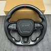 Bright Carbon Fiber Steering Wheel for Dodge Challenger with Leather Airbag Cover