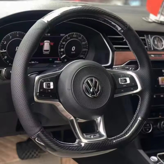  Custom Steering Wheel Cover Carbon Fiber Genuine Leather For Volkswagen VW Golf 7 GTI Golf R MK7 VW Polo GTI Scirocco 2015 2016