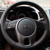 Custom Car Steering Wheel Braid Cover Non-slip Genuine Leather 100% Fit For Kia Forte Kia Soul Kia Rio 2009-2011 Car Accessories