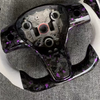 Custom Carbon Fiber Steering Wheel for Tesla White Nappa Leather Ergonomic YOKE Steering Wheel Compatible with Model Y 3 X S