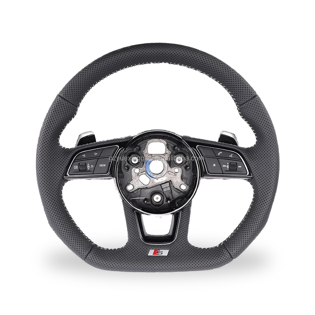 Custom Sport Flat Bottom Car Steering Wheel Red Leather Shift Paddles For Audi A3 Q5 Rs3 R8 A4 A5 A6 A7 A8