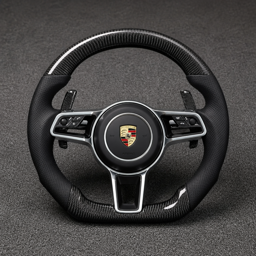 Custom Porsche 911 991 Series Real Carbon Fiber Steering Wheel 2004-2026 - YINGGEN
