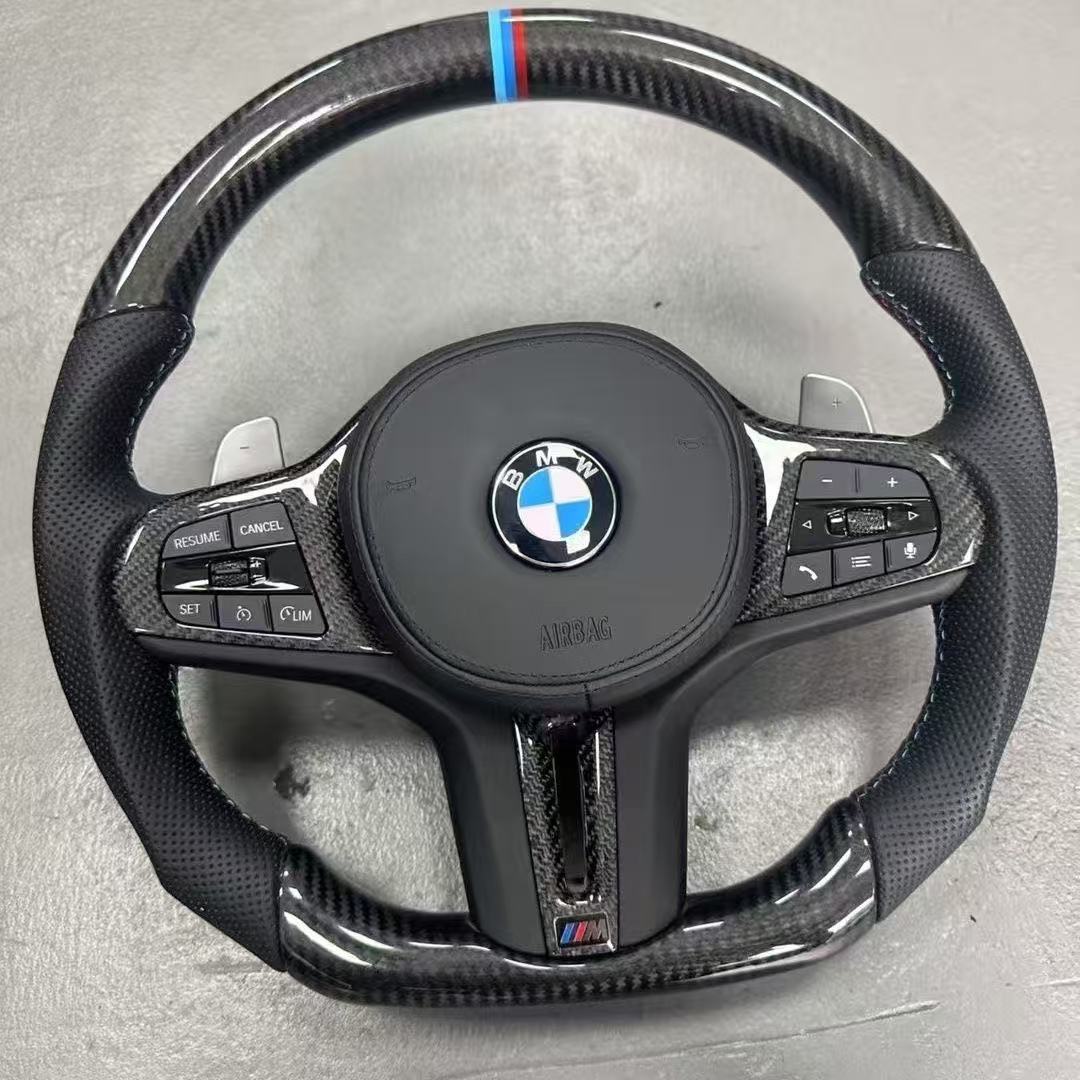 BMW Real Carbon Fiber Modified Nappa Genuine Leather Steering Wheel 5 Series M5 (2019-2025) - YG