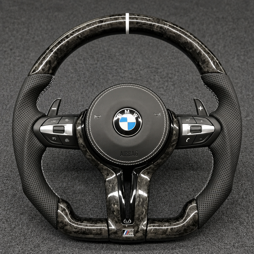 For BMW 3 Series M3 F30 F31 F34 F35 F80 2012–2019 Custom Real Carbon Fiber Steering Wheel - YINGGENE