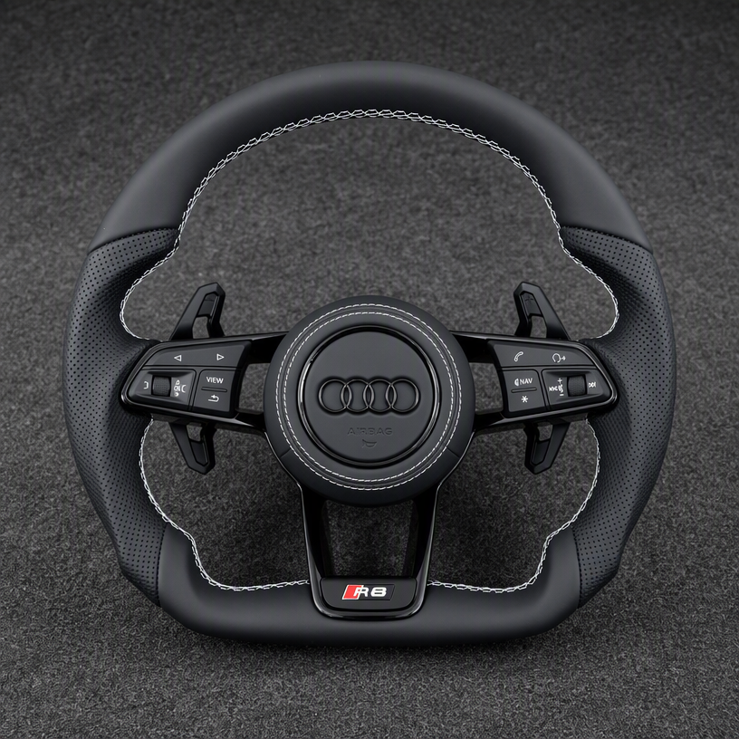 Custom Genuine Carbon Fiber Steering Wheel for Audi R8 Type42 Type4S 2006‑2024 Coupé Spyder - YINGGENE