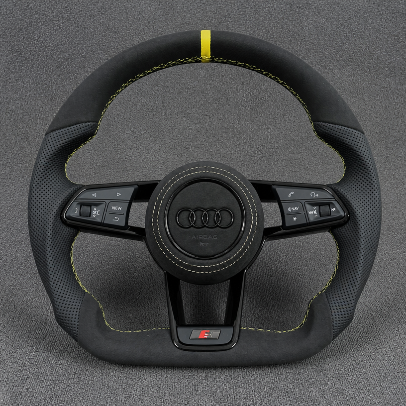 Custom Genuine Carbon Fiber & Napa leather Steering Wheel for Audi Q7 SQ7 4L 4M 2005‑2026 - YINGGENE