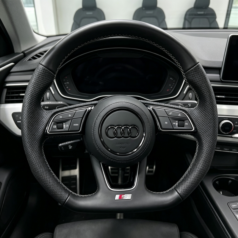 Multi functional Audi steering wheel, ergonomically designed, suitable as a replacement for Audi car interior upgrades