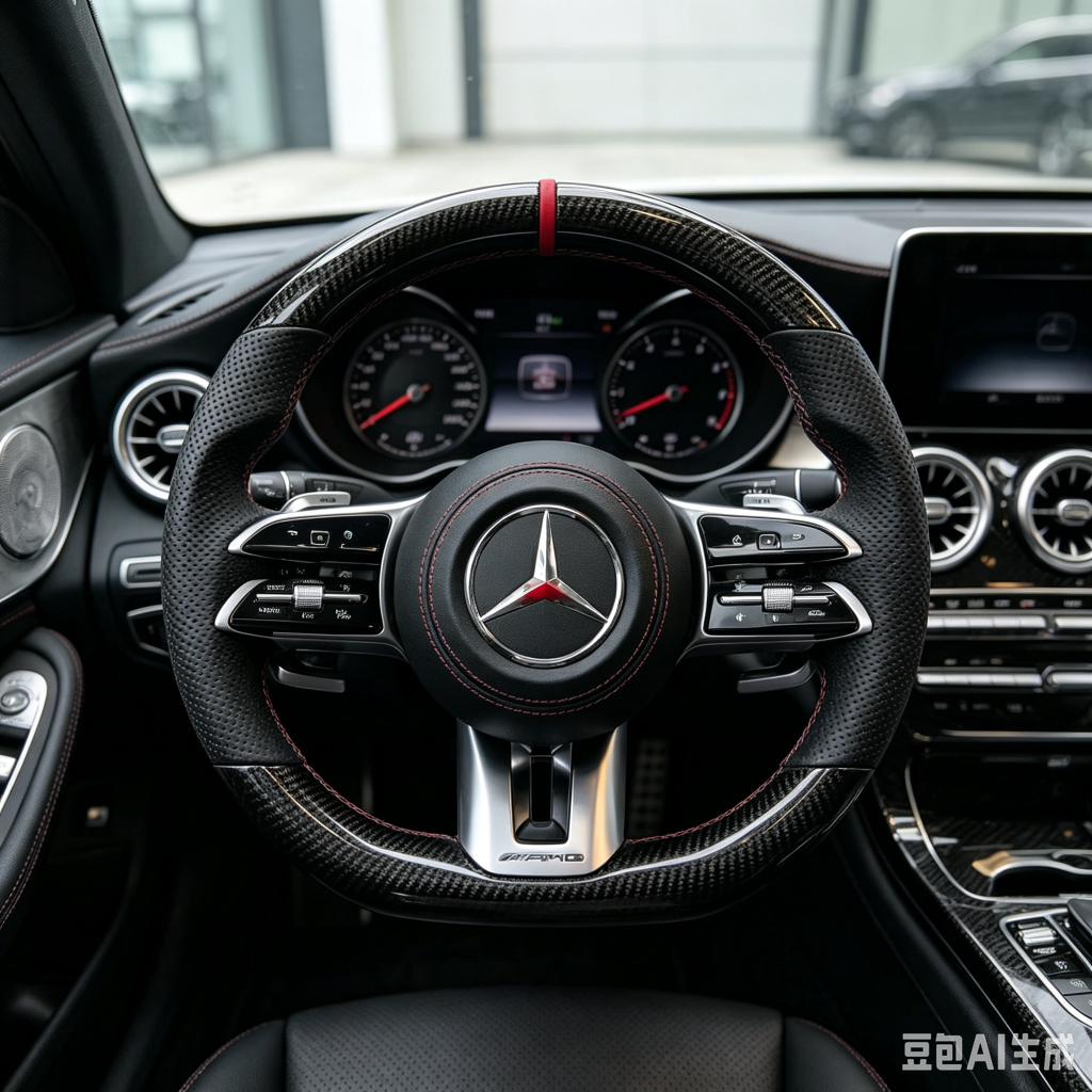 Mercedes Aftermarket Forged Carbon C63 AMG Steering Wheel Perforated Nappa Leather Mercedes W220 W221 W222 Model Steering Wheel