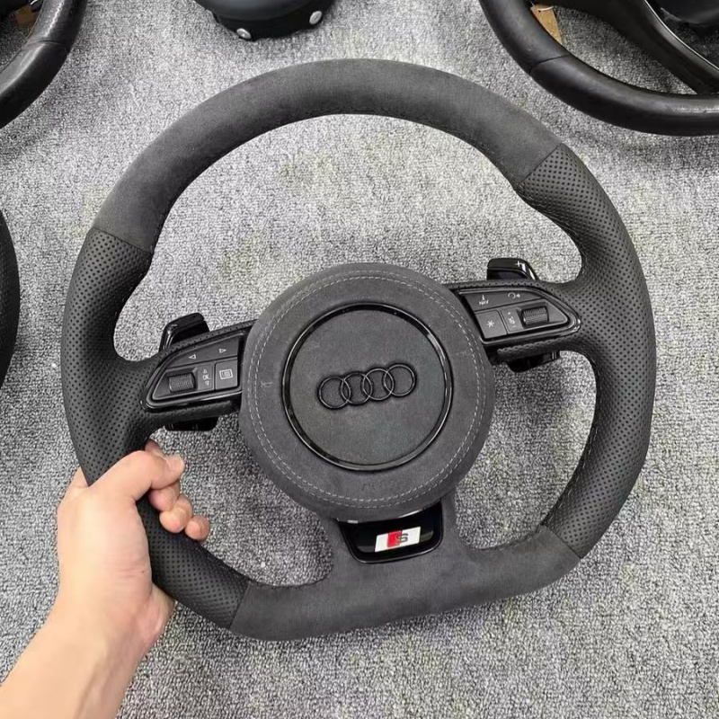 Sports style interior upgrade, universal compatible Audi multifunctional steering wheel accessories.