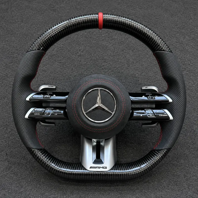 Mercedes A B C E S GLC GLE 2003-2026 W203-W206 W211-W214 Custom Real Carbon Fiber AMG Steering Wheel -YINGGENE