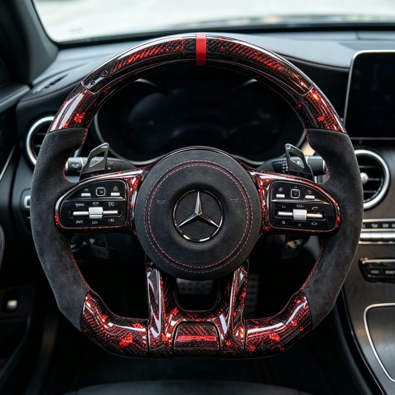 Custom sport steering wheel compatible with Mercedes, durable car steering modification accessory