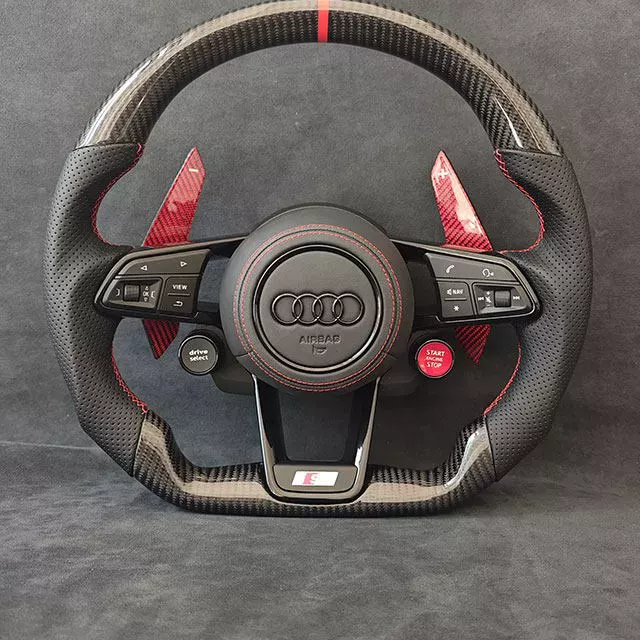 Bright Carbon Fiber Spliced Alcantara Steering Wheel Suitable for Audi Models A5 A6L A7 TT Q5 S4 S RS5 RS6 RS7 12 O'Clock Ring