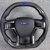 Suitable for Ford Raptor Carbon Fiber Steering Wheel F150 Flat Bottom Sports Genuine Leather Perforated OEM Upgrade