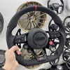 Alcantara and Nappa leather stitched steering wheel 12 o'clock alignment mark ergonomic grip custom steering wheel