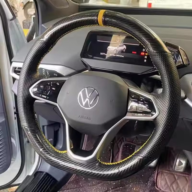  Custom Car Steering Wheel Cover Carbon Fiber Genuine Leather Fit For Volkswagen VW Golf 8 Passat ID.3 Arteon Caddy 2019-2022
