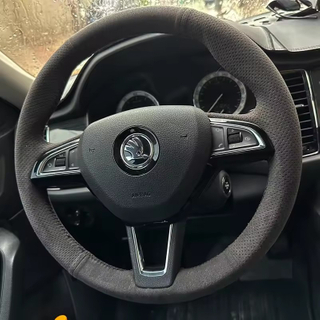 Custom Car Steering Wheel Cover Suede Leather 100% Fit For Skoda Karoq Kodiaq scout Yeti 2017 2018 Auto Interior Accessories