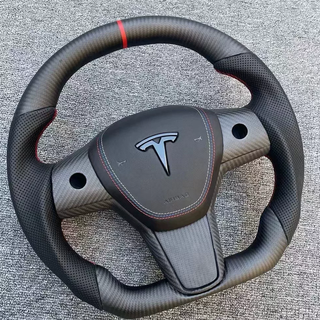 Matte Carbon Tesla Plaid Steering Wheel M-Tri Color Stitching T100% Fitment Guarantee Tesla