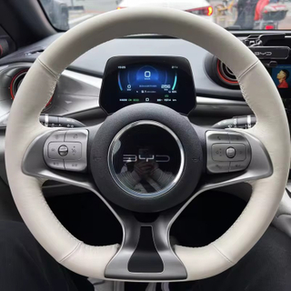 Custom DIY White Car Steering Wheel Braid Cover 100% Fit For BYD Atto 3 EV 2022 2023 Steering Wrap Auto Interior Accessories
