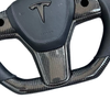  Tesla Custom Real Carbon Fiber Spliced Nappa Genuine Leather YOKE Steering Wheel for Model 3 Y Ergonomic Customization