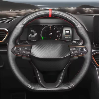 DIY Car Steering Wheel Cover Black Carbon Fiber Leather Genuine Leather For Seat Leon Ateca Tarraco 2020-2021 Seat Cupra Leon