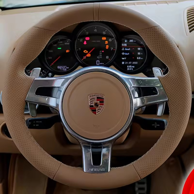 Custom Car Steering Wheel Braid Cover 100% Fit For Porsche 911 991 Boxster 981 Cayman Cayenne Panamera 2009-2016 Car Accessories