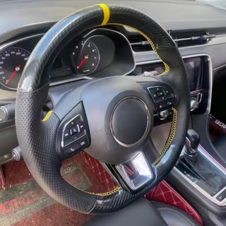 DIY Car Steering Wheel Cover Genuine Leather Carbon Fiber Black For MG ZS HS GS 5 6 RX5 RX8 ZST ZS EV 2017-2023 Car Accessories