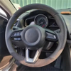 Custom Car Steering Wheel Cover 100% Fit For Mazda 6 Atenza CX-3 CX-9 CX-5 2017-2019 Black Genuine Leather Auto Interior