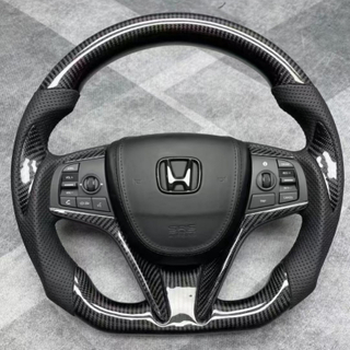 Customized Bright Carbon Fiber Steering Wheel for Crown with Leather Airbag Cover