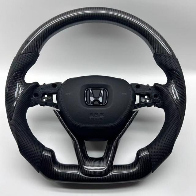 True Carbon Fiber Steering Wheel for Honda Accord Inspiron with Thumb Grip Patch