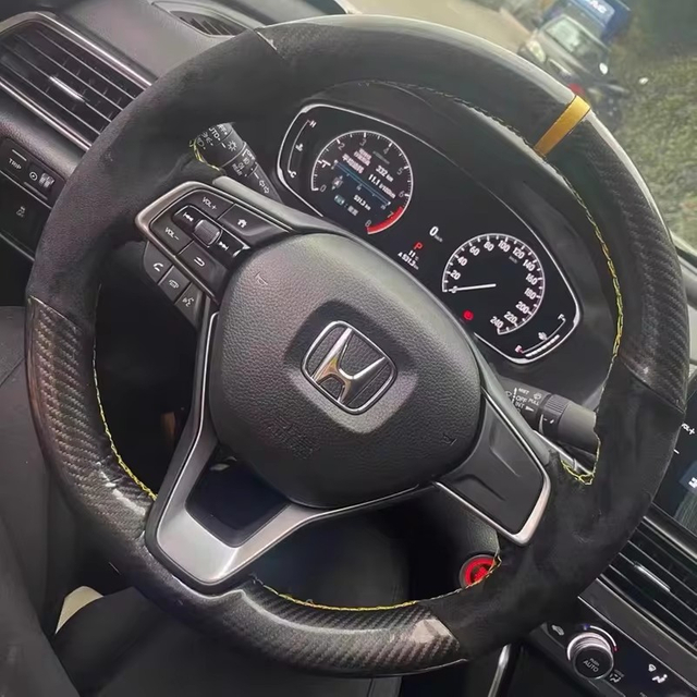 Custom Car Steering Wheel Cover Suede Carbon Fiber 100% Fit For Honda Accord 10 2018 2019 Insight 2019 Auto Interior Accessories