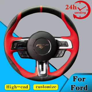 Custom DIY Car Steering Wheel Braid Cover 100% Fit For Ford Mustang 2015-2019 / Mustang GT 2015-2019 Auto Interior Accessories