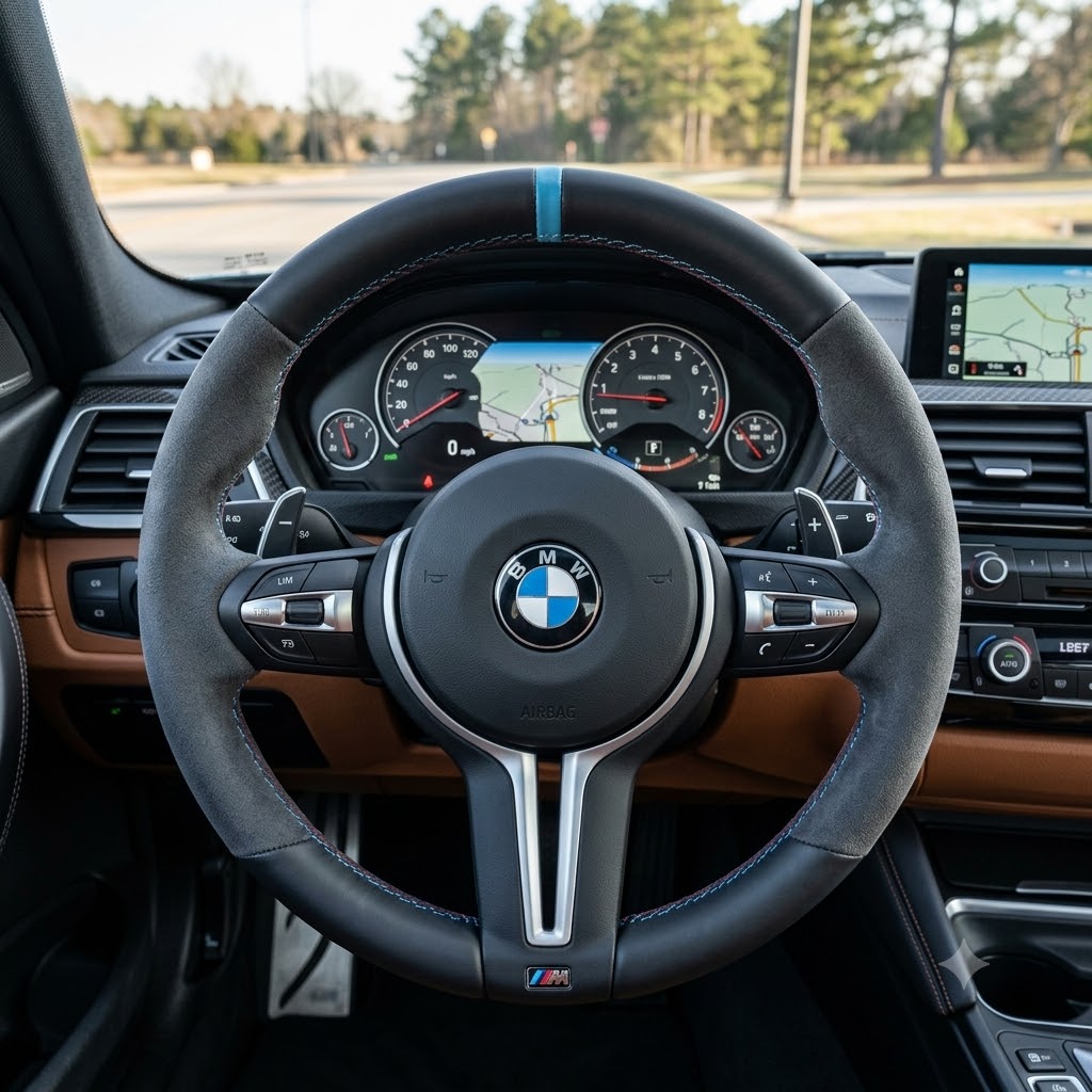 Alcantara Contrast Stitching Genuine Leather BMW F10 F20 F30 M3 M4 M5 Steering Wheel