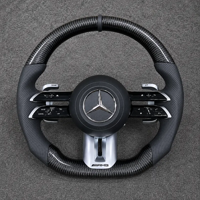 Mercedes A B C E S GLC GLE 2003-2026 W203-W206 W211-W214 Custom Real Carbon Fiber AMG Steering Wheel -YINGGENE