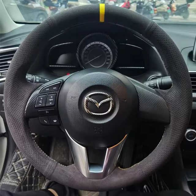 Custom Car Steering Wheel Braid Cover Soft Suede 100% Fit For Mazda 3 Axela Mazda 6 Atenza Mazda 2 CX-3 CX3 CX-5 CX5 Scion