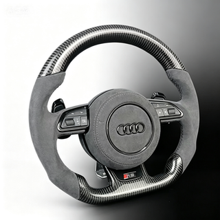 Gloss Carbon Audi RS Style Racing Steering Wheel Perforated Nappa Leather Audi A7 A8 Model Steering Wheel
