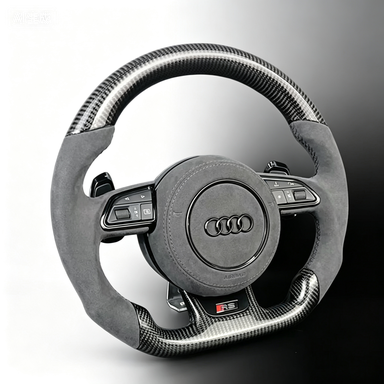 Gloss Carbon Audi RS Style Racing Steering Wheel Perforated Nappa Leather Audi A7 A8 Model Steering Wheel