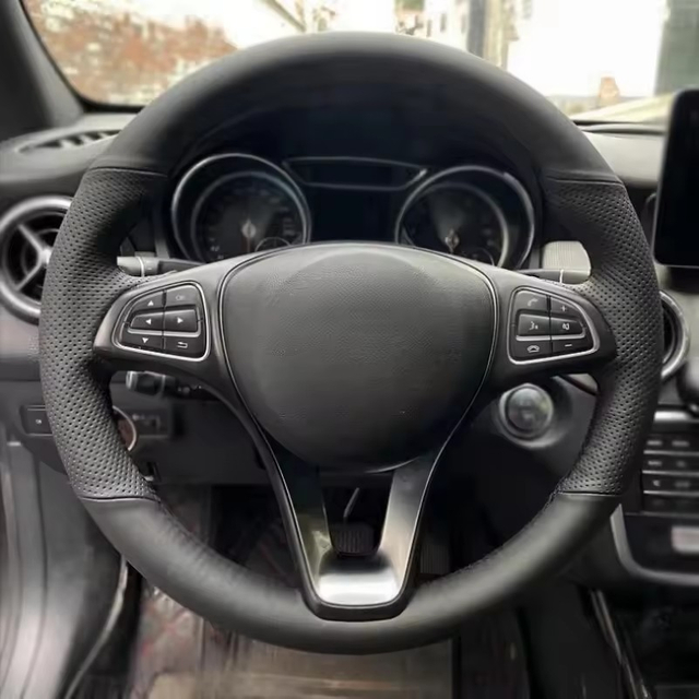 Car Steering Wheel Cover Leather For Mercedes Benz W176 W246 W205 C117 218 X218 C253 W213 X253 W166 C292 Automotive Interior