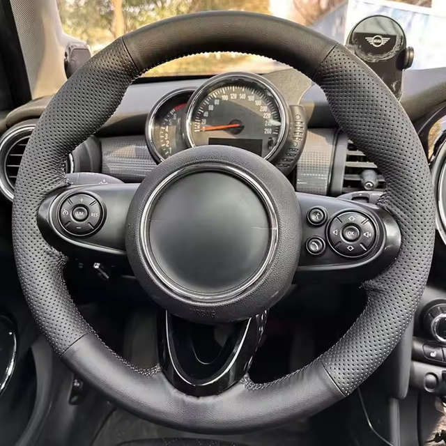 DIY Car Steering Wheel Cover Microfiber Leather Ventilation Braid Black For Mini JCW Clubman JCW Convertible JCW Car Accessories